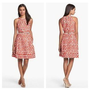 Eliza J sleeveless red and white polka dot dress